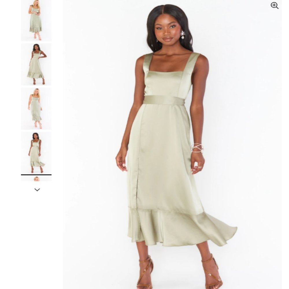 Claire Midi Dress- Moss Green Luxe Satin